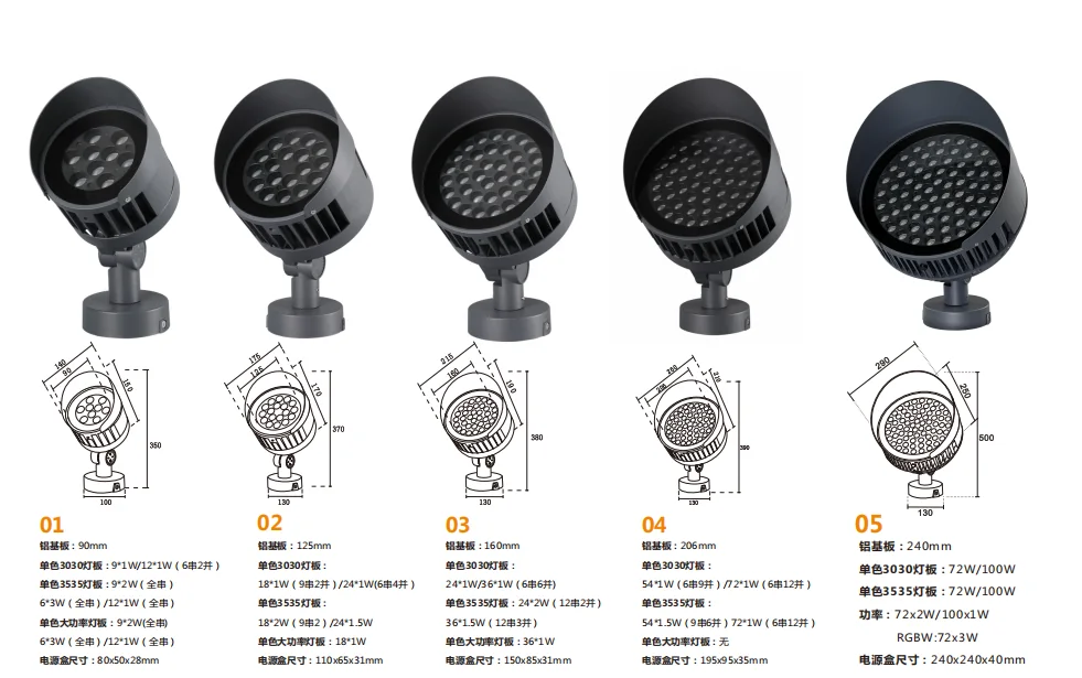 Flood light family and dimensional drawings